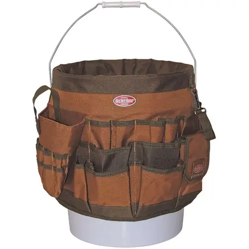 11 in. 56-Pocket Tool Bucket Organizer in Brown and Green 11 in. 56-Pocket Tool Bucket Organizer in Brown and Green