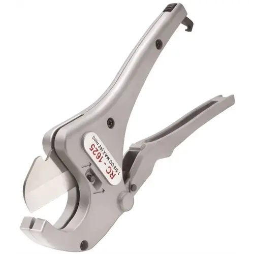 1/8 in. to 1-5/8 in. RC-1625 Ratchet Action Plastic Pipe and Tubing Cutter Gray 1/8 in. to 1-5/8 in. RC-1625 Ratchet Action Plastic Pipe and Tubing Cutter Gray