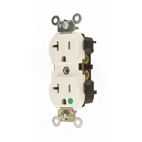20-Amp Hospital Grade Extra Heavy Duty Self Grounding Duplex Outlet, White