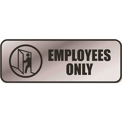 9 in. x 3 in. Silver Brushed Metal Office Sign Employees Only 9 in. x 3 in. Silver Brushed Metal Office Sign Employees Only