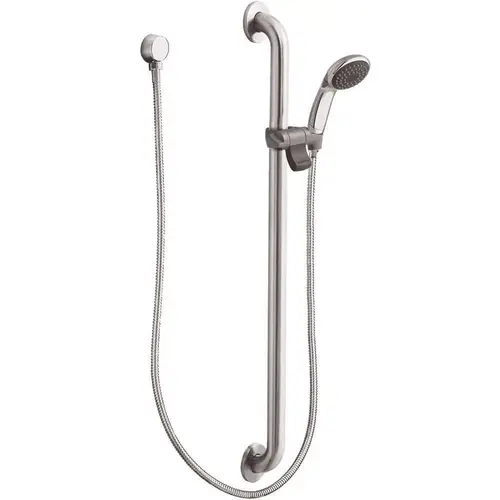 1-1/2 x 36 in. 2.5 GPM 1-Spray Function Commercial Slide Bar with Handheld Shower and Metal Hose in Chrome 1-1/2 x 36 in. 2.5 GPM 1-Spray Function Commercial Slide Bar with Handheld Shower and Metal Hose in Chrome