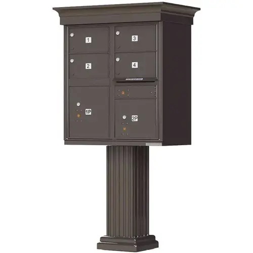 1570 Series 4-Large Mailboxes, 1-Outgoing, 2-Parcel Lockers, Vital Cluster Box Unit with Vogue Classic Accessories Dark Bronze Pebble 1570 Series 4-Large Mailboxes, 1-Outgoing, 2-Parcel Lockers, Vital Cluster Box Unit with Vogue Classic Accessories Dark Bronze Pebble