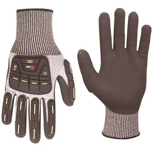 Cut and Impact Resistant Large Nitrile Dip Gloves Pair GRAY/BLACK Cut and Impact Resistant Large Nitrile Dip Gloves Pair GRAY/BLACK