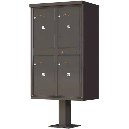 1590 Series 4-Parcel Lockers on Pedestal Valiant Outdoor Parcel Locker Dark Bronze Pebble 1590 Series 4-Parcel Lockers on Pedestal Valiant Outdoor Parcel Locker Dark Bronze Pebble