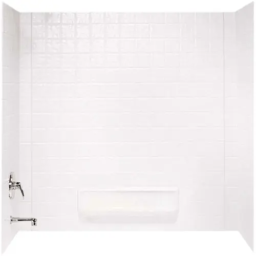 30 in. x 60 in. x 59.6 in. Square Tile Easy Up Adhesive Alcove Tub Surround in White