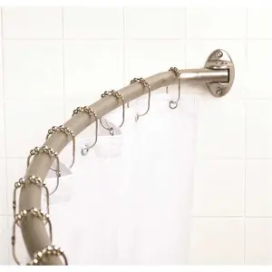 Premier 35607BNIL 56 in. - 72 in. Neverrust Adjustable Curved Shower Rod Exposed Mount in Brushed Nickel