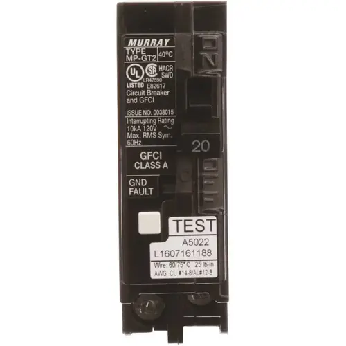 20 Amp Single-Pole Type MP-GT2 GFCI Circuit Breaker 20 Amp Single-Pole Type MP-GT2 GFCI Circuit Breaker