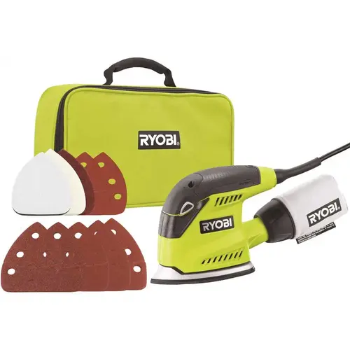 1.2 Amp Corded 5.5 in. Corner Cat Sander with Dust Bag, Sample Sandpaper, and Storage Case Green 1.2 Amp Corded 5.5 in. Corner Cat Sander with Dust Bag, Sample Sandpaper, and Storage Case Green