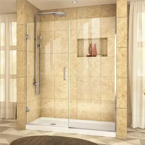 Unidoor Plus 58.5 to 59 in. x 72 in. Frameless Hinged Shower Door in Chrome Unidoor Plus 58.5 to 59 in. x 72 in. Frameless Hinged Shower Door in Chrome
