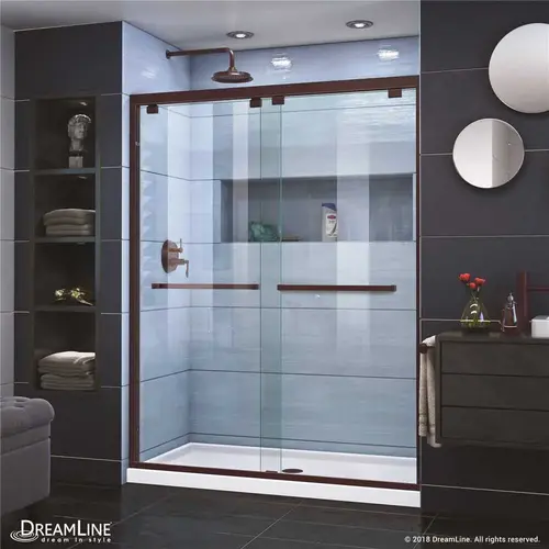 Encore 50 in. to 54 in. x 76 in. Semi-Frameless Bypass Shower Door in Oil Rubbed Bronze Encore 50 in. to 54 in. x 76 in. Semi-Frameless Bypass Shower Door in Oil Rubbed Bronze