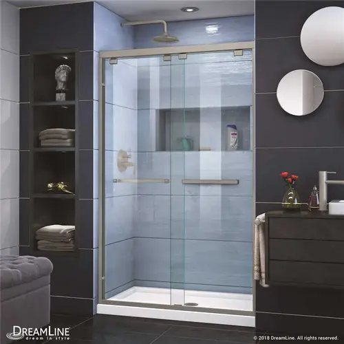 Encore 44 to 48 in. x 76 in. Semi-Frameless Bypass Shower Door in Brushed Nickel Encore 44 to 48 in. x 76 in. Semi-Frameless Bypass Shower Door in Brushed Nickel