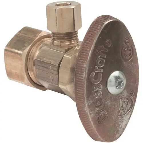 1/2 in. Nominal Compression Inlet x 1/4 in. O.D. Compression Outlet Multi-Turn Brass Angle stop 1/2 in. Nominal Compression Inlet x 1/4 in. O.D. Compression Outlet Multi-Turn Brass Angle stop