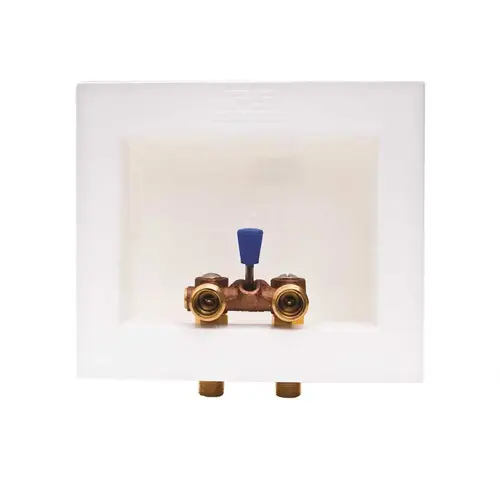 DU-All 1/2 in. Brass Dual-Drain Washing Machine Outlet Box with Sweat Connection White plastic