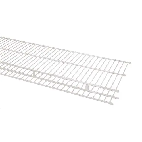 Wire Shelf, 100 lb, 1-Level, 16 in L, 144 in W, Steel, White Wire Shelf, 100 lb, 1-Level, 16 in L, 144 in W, Steel, White
