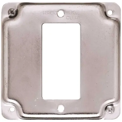 Exposed Work Cover, 4-3/16 in L, 4-3/16 in W, Square, Galvanized Steel, Gray Exposed Work Cover, 4-3/16 in L, 4-3/16 in W, Square, Galvanized Steel, Gray
