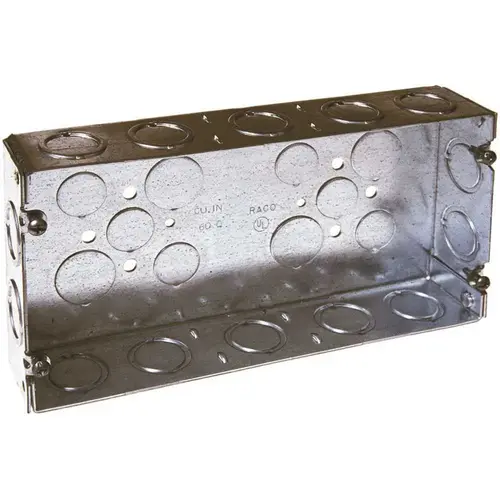 Electrical Box, 3 -Gang, 24 -Knockout, (6) 1/2 in End, (4) 3/4 Inside Knockout, Galvanized Steel Gray