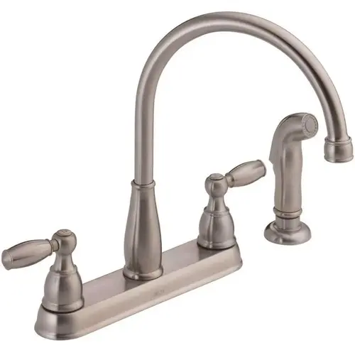 Foundations 2-Handle Standard Kitchen Faucet with Side Sprayer in Stainless