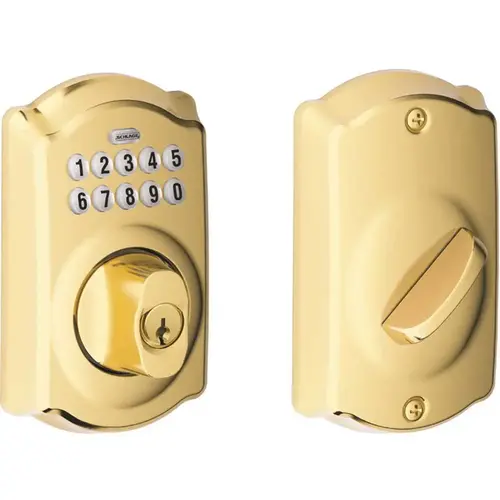 Camelot Bright Brass Keypad Electronic Door Lock Deadbolt Camelot Bright Brass Keypad Electronic Door Lock Deadbolt