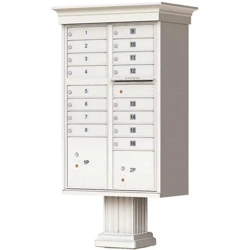 16-Mailboxes 2-Parcel Lockers 1-Outgoing Pedestal Mount Cluster Box Unit Postal Gray