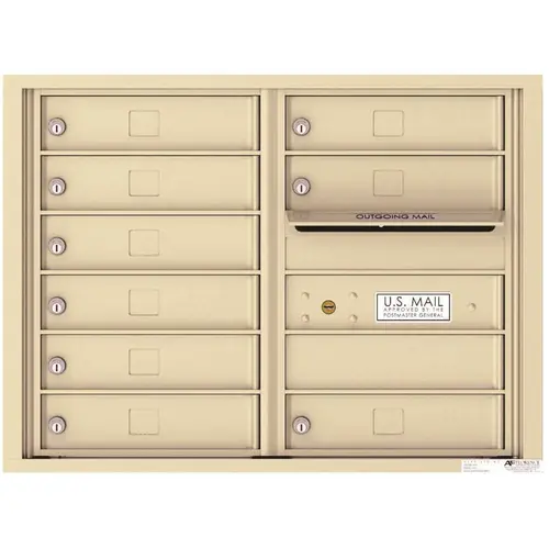 Versatile 6 High 9-MB 1-Outgoing 4C Wall-Mount Mailbox Suite Sandstone
