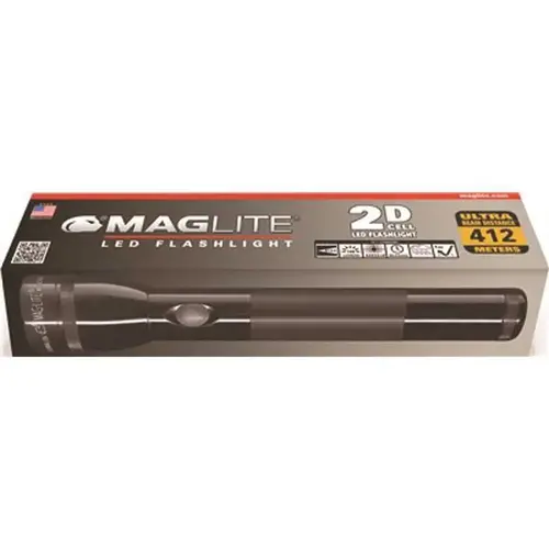 2D LED Flashlight Uses 2D Batteries in Black 2D LED Flashlight Uses 2D Batteries in Black
