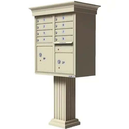 Vital 8-Mailboxes 2-Parcel Lockers 1-Outgoing Pedestal Mount Cluster Box Unit Sandstone Powder Coat Vital 8-Mailboxes 2-Parcel Lockers 1-Outgoing Pedestal Mount Cluster Box Unit Sandstone Powder Coat