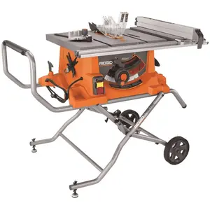 RIDGID R4513 15 Amp Corded 10 in. Heavy-Duty Portable Table Saw with Stand Orange