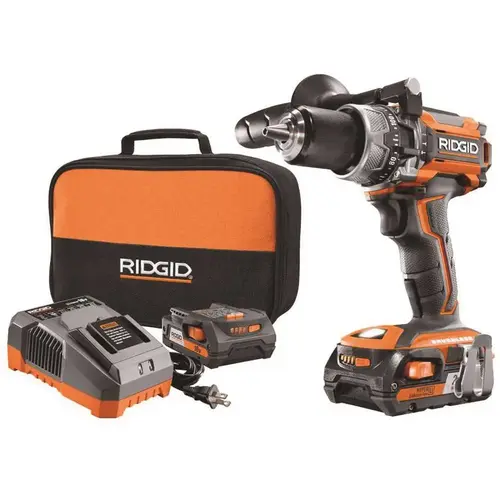 18-Volt Lithium-Ion Cordless Brushless 1/2 in. Compact Hammer Drill Kit with (2) 2.0 Ah Batteries, Charger, and Bag Orange 18-Volt Lithium-Ion Cordless Brushless 1/2 in. Compact Hammer Drill Kit with (2) 2.0 Ah Batteries, Charger, and Bag Orange