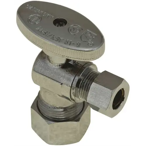 Quarter-Turn Angle Stop, 5/8 in. OD Compression x 3/8 in. OD Compression, Lead Free Chrome