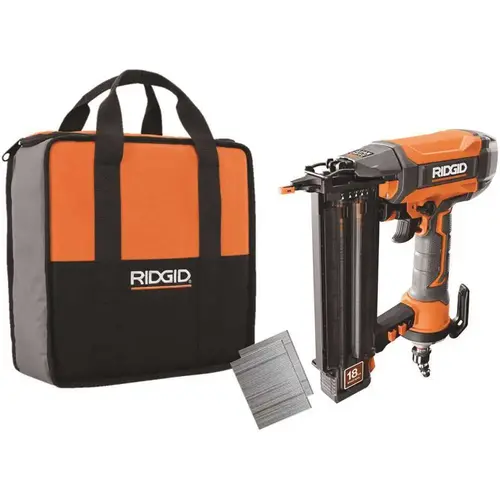 18-Gauge 2-1/8 in. Brad Nailer with CLEAN DRIVE Technology, Tool Bag, and Sample Nails