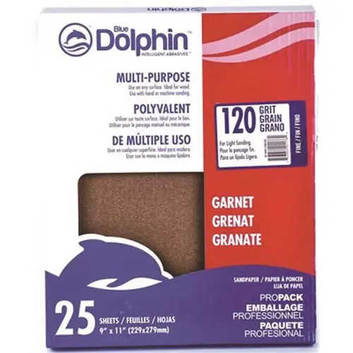 9 in. x 11 in. Natural Garnet Sandpaper 120-Grit Mesa Beige - pack of 25 9 in. x 11 in. Natural Garnet Sandpaper 120-Grit Mesa Beige - pack of 25