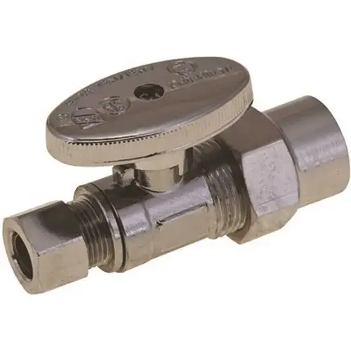 Quarter Turn Straight Stop, 1/2 in. CPVC Socket x 3/8 in. Compression, Lead Free Chrome
