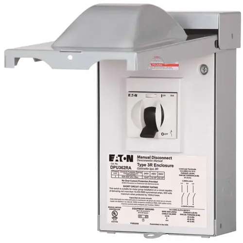 60 Amp 240/480-Volt 3-Phase AC Disconnect Raintight Non-Fuse Gray