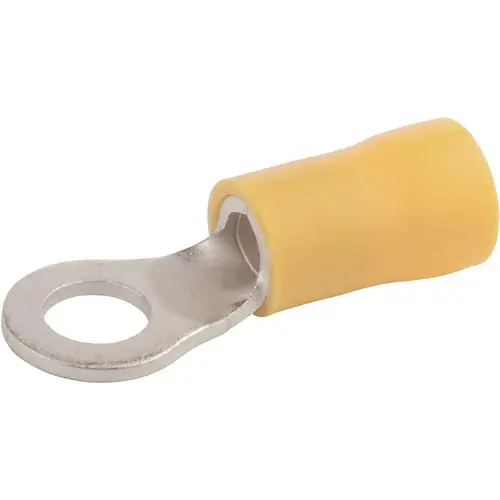 12-10 AWG Vinyl Insulated Ring #10 Stud Yellow - pack of 50