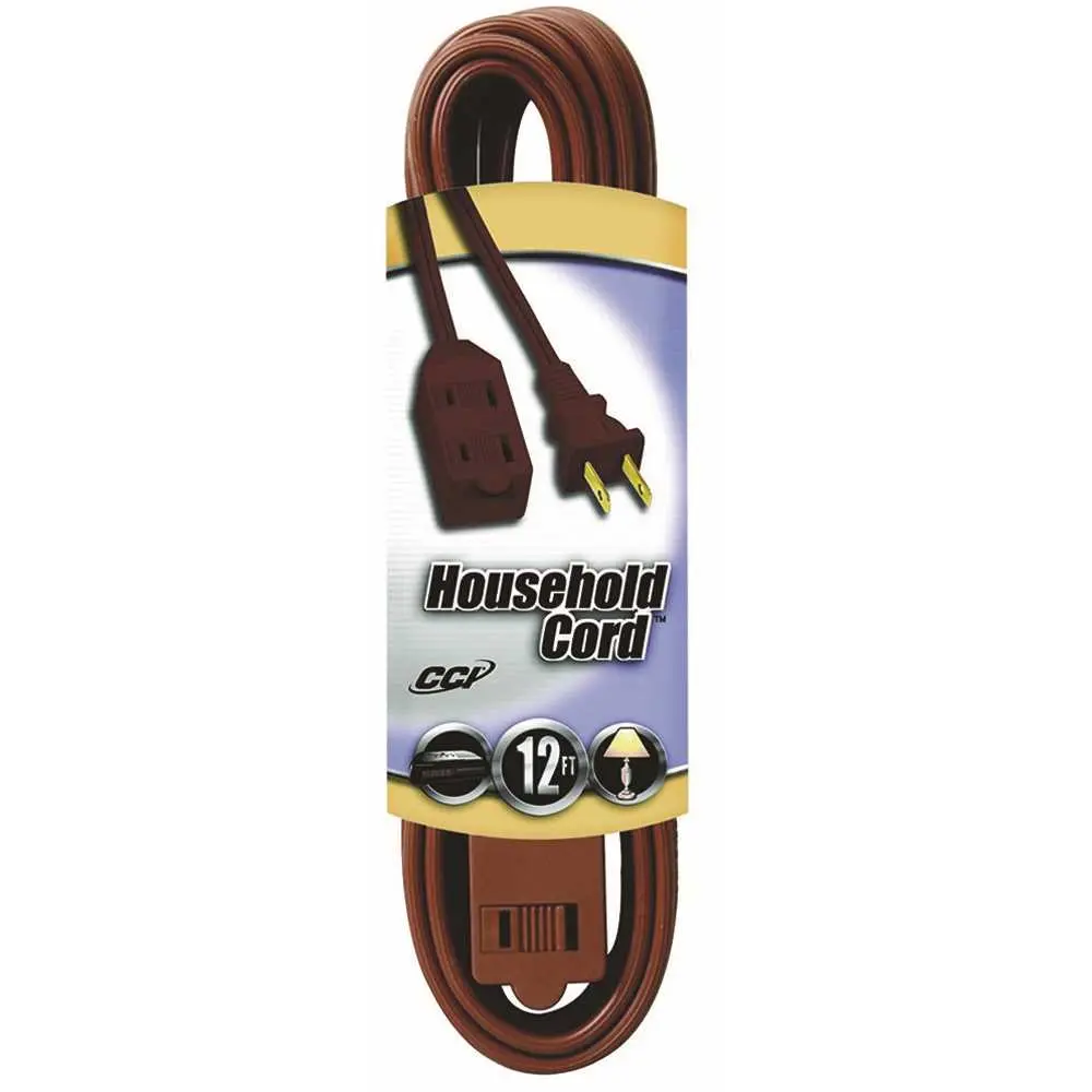 Southwire 12 ft. 16/2 SPT-2 Multi-Outlet (3) Indoor Light-Duty Extension Cord with Safety Covered Cube Power Tap Brown 94038907