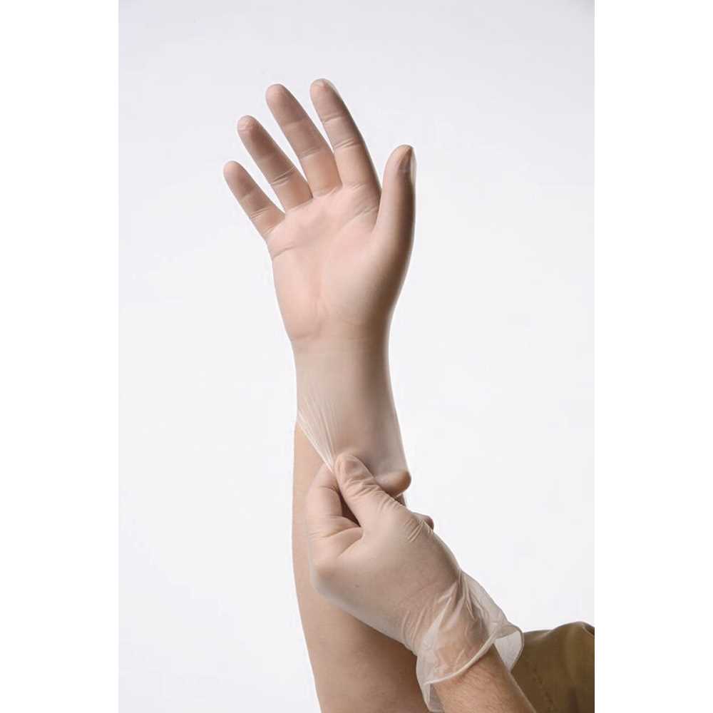 Ambitex VLG200 Large Clear Vinyl Disposable Powder-Free Exam Gloves - pack of 100