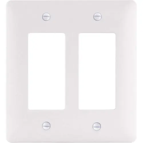 2-Gang Decorator Plastic Wall Plate, White Textured - pack of 5