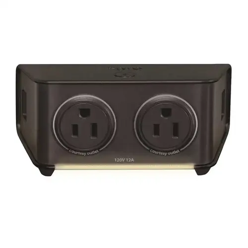 2-Outlet Dual Charging Power Plug with Dual USB Charging and Nightlight Black