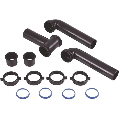 1.5 in. x 16 in. Center Outlet Waste Hi-Line/Slip Joint With Baffle Black