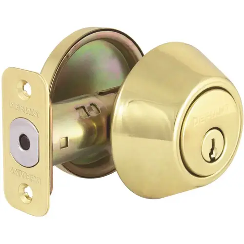 Polished Brass Single Cylinder Deadbolt with KW1 Master Pinned Keyway