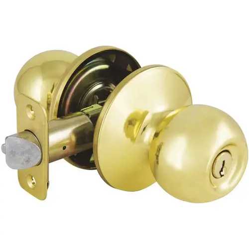 Saturn Polished Brass Keyed Entry Door Knob with SC1 Keyway Saturn Polished Brass Keyed Entry Door Knob with SC1 Keyway