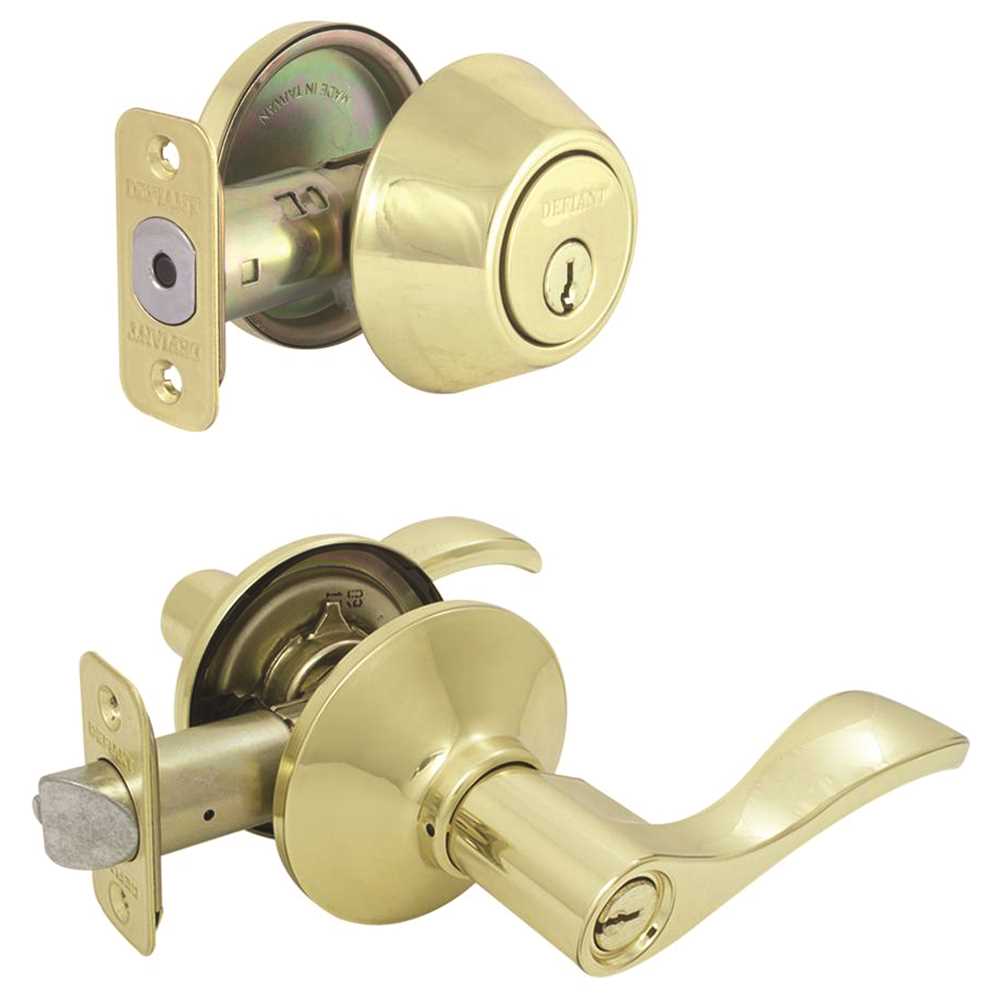 Defiant MYE7L1B-K-KD Naples Polished Brass Entry Lever and Single Cylinder Deadbolt Combo Pack