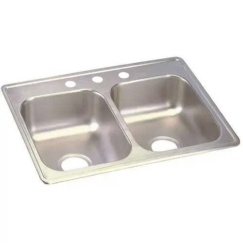 Dayton Drop-In Stainless Steel 25 in. 3-Hole Double Bowl Kitchen Sink