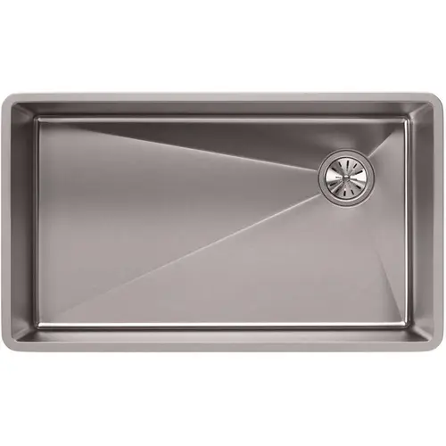 Crosstown Undermount Stainless Steel 32 in. Single Bowl Kitchen Sink with Offset Drain