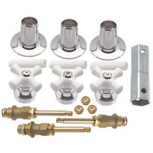 Porcelain Cross-Handle Bathtub and Shower Faucet Rebuild Kit Chrome