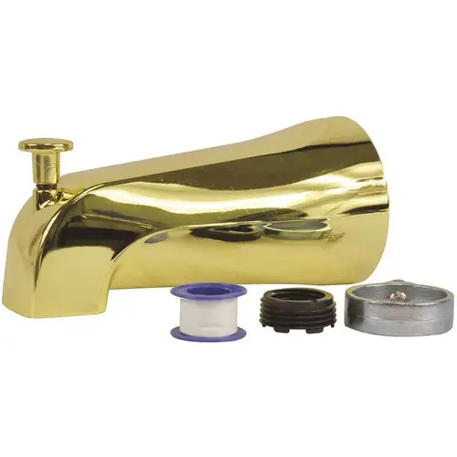 Universal Tub Spout with Diverter in Polished Brass