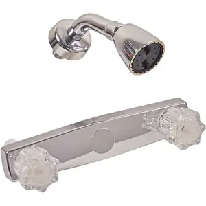 Danco 10656X 1-Spray 2-Handle 8 in. Mobile Home/RV Shower Faucet with Arm in Chrome (Valve Included)