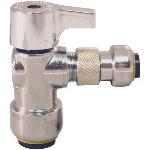 1/2 in. Chrome-Plated Brass Push-To-Connect x 1/4 in. Push-To-Connect Quarter-Turn Angle Stop Valve 1/2 in. Chrome-Plated Brass Push-To-Connect x 1/4 in. Push-To-Connect Quarter-Turn Angle Stop Valve