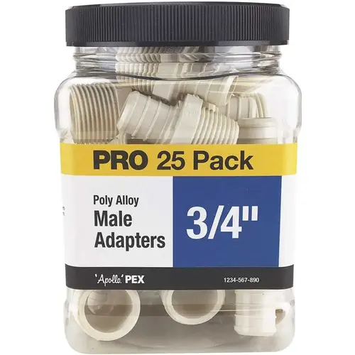 3/4 in. Plastic PEX Barb x Male Pipe Thread Adapter Jar Black - pack of 25 3/4 in. Plastic PEX Barb x Male Pipe Thread Adapter Jar Black - pack of 25