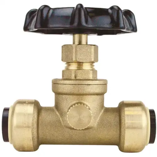 1/2 in. Brass Push-To-Connect Stop Valve with Drain 1/2 in. Brass Push-To-Connect Stop Valve with Drain